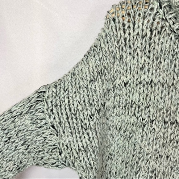 Topshop Green & Gray Knit Funnel Neck Drop Shoulder Oversized Sweater 8 - Picture 6 of 6